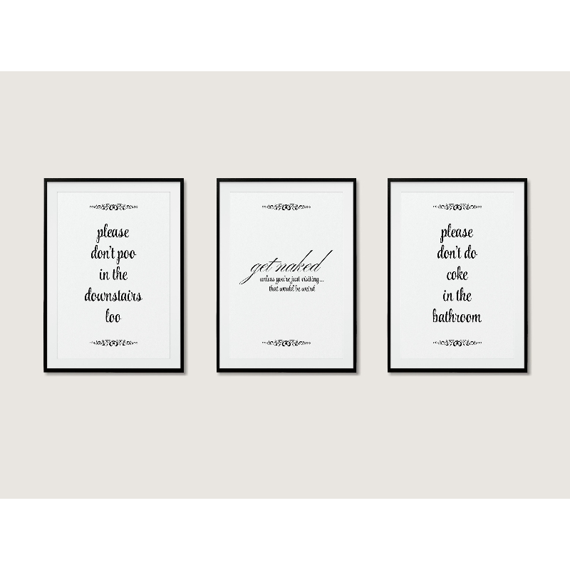 Home Bathroom Quotes - 3pcs Modern, Stylish Bathroom Art Posters