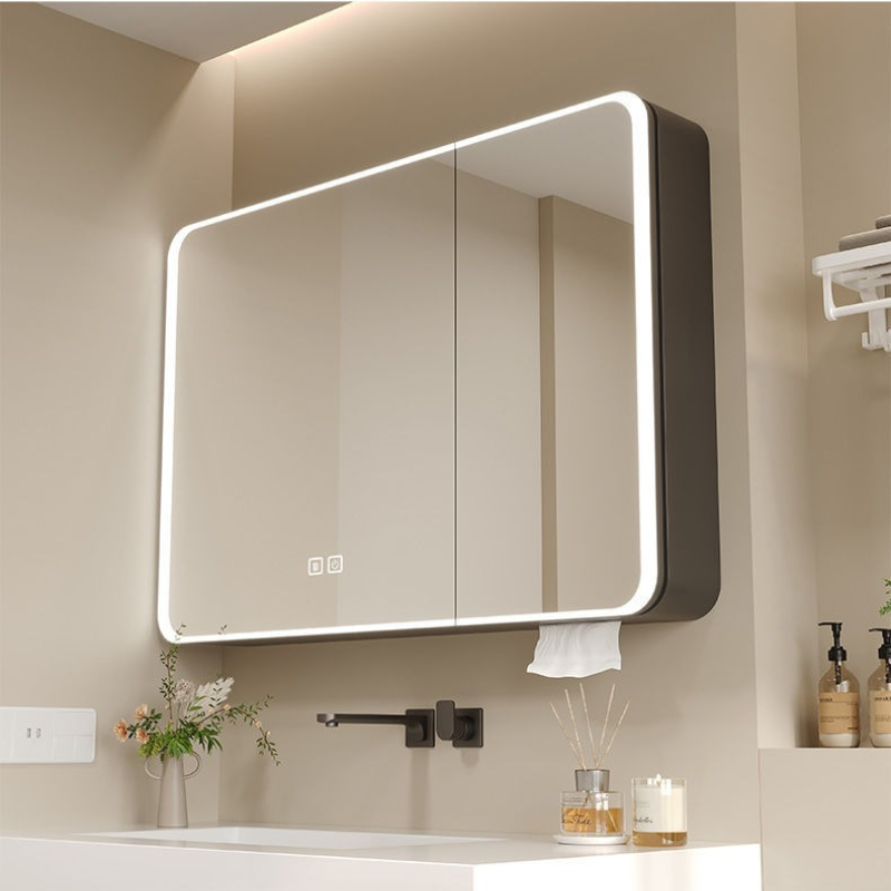 Home Bathroom Lights - LED Bathroom Mirror Cabinet Aluminum Rounded