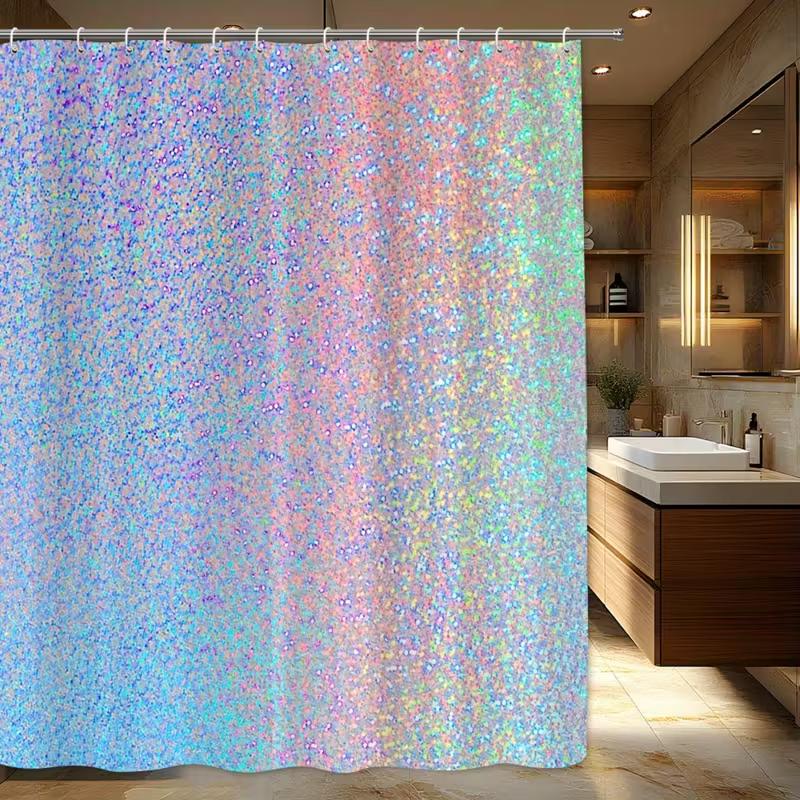 Shower Curtain Liner - Waterproof Glitter Confetti Rainbow Mosaic Shower
