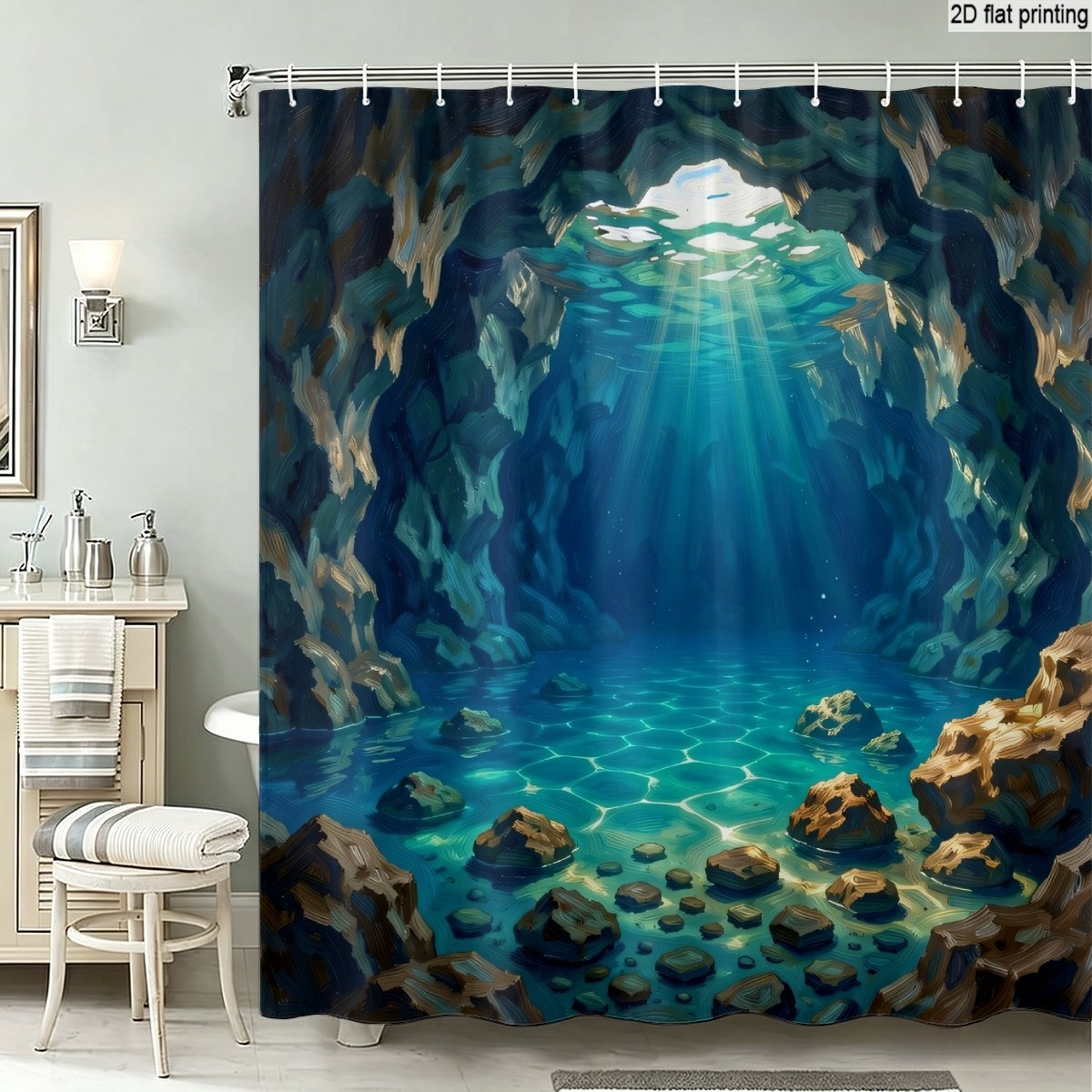 Shower Curtain Liner - Waterproof Tropical Underwater Ocean Cave Shower