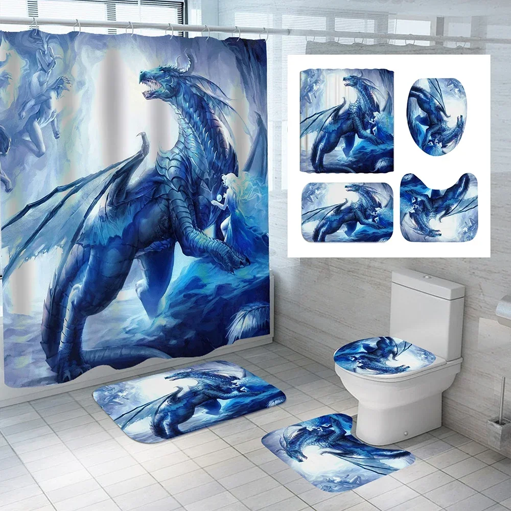 Shower Curtain Liner - Flying Dragon Printed Waterproof Shower Curtain