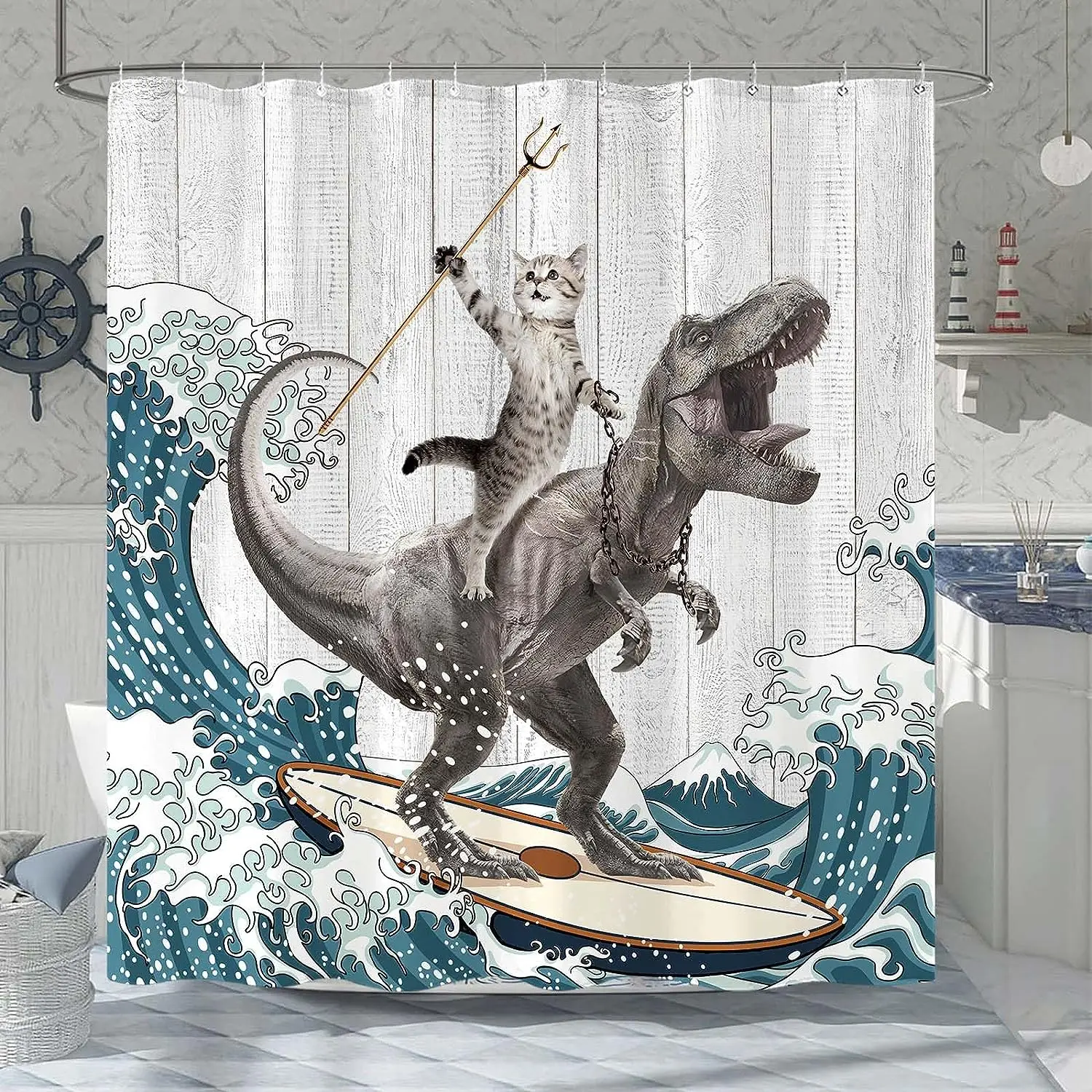 Funny Shower Curtain Brave Cat - đánh giá và giá Shower Curtain Liner