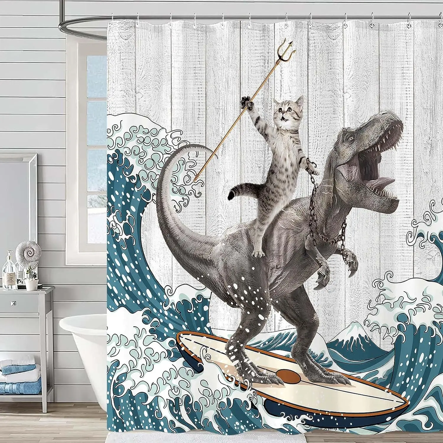 Funny Shower Curtain Brave Cat - đánh giá và giá Shower Curtain Liner