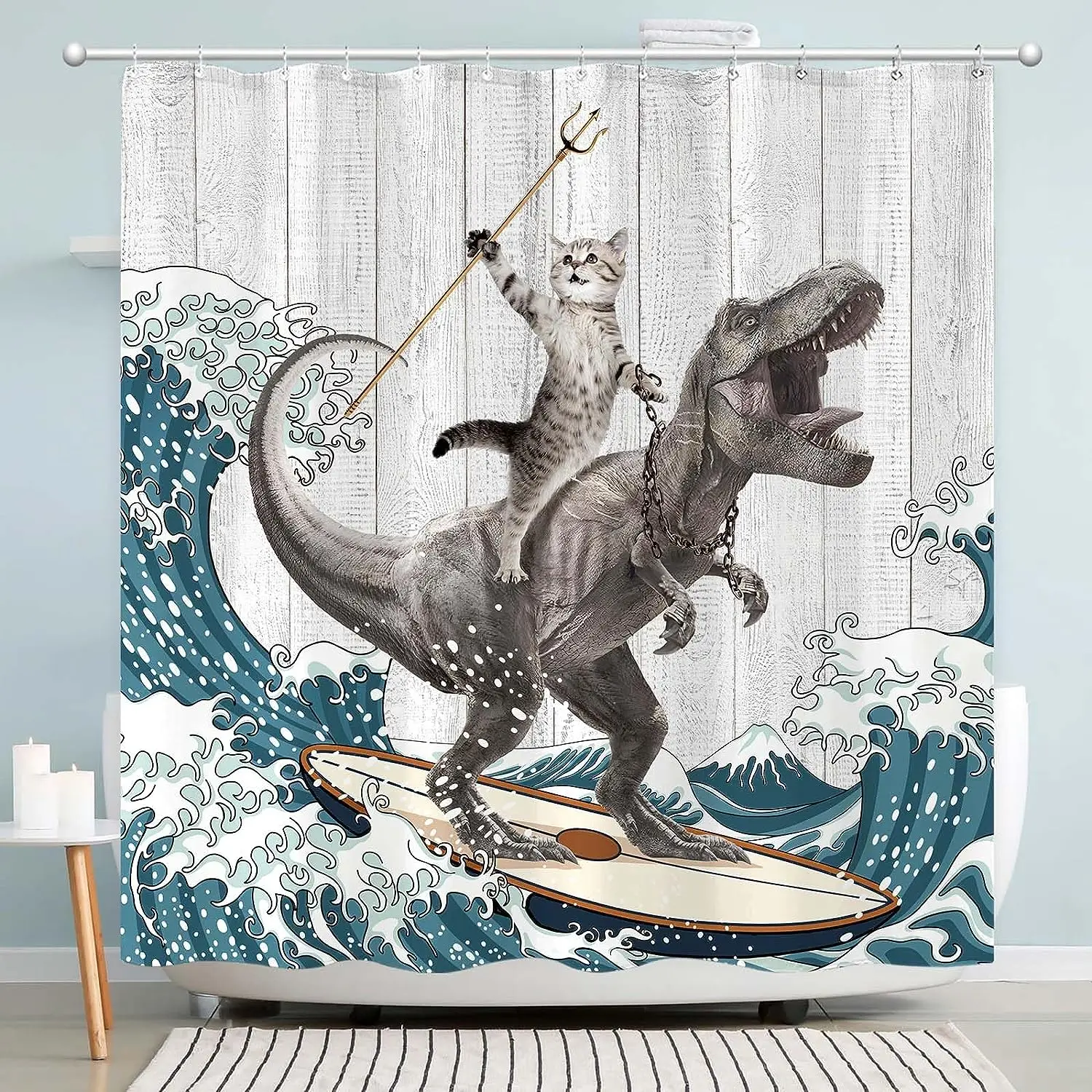 Funny Shower Curtain Brave Cat - đánh giá và giá Shower Curtain Liner