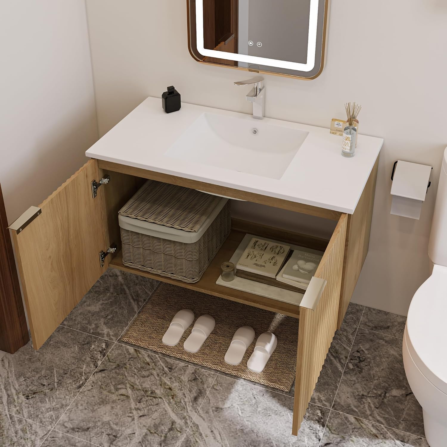 Modern Floating Bathroom Vanit - đánh giá và giá Home Goods Bathroom Cabinets