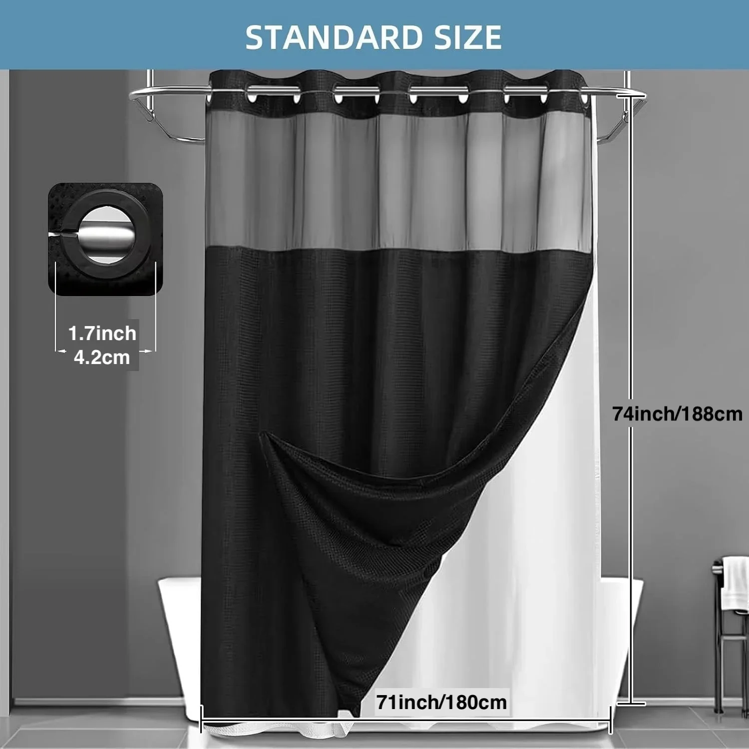 1PC Dotted Waffle Weave Shower - đánh giá và giá Shower Curtain Liner