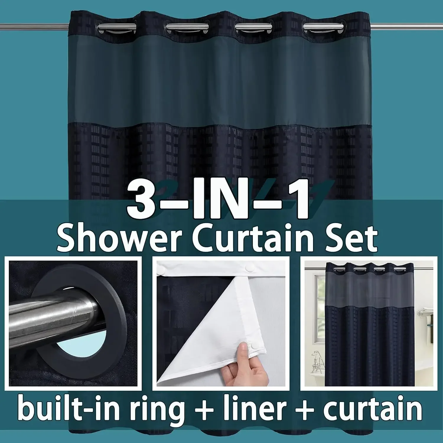 1PC Dotted Waffle Weave Shower - đánh giá và giá Shower Curtain Liner