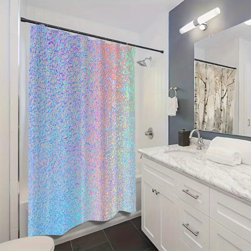 Waterproof Glitter Confetti Ra - đánh giá và giá Shower Curtain Liner