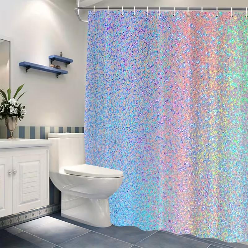 Waterproof Glitter Confetti Ra - đánh giá và giá Shower Curtain Liner