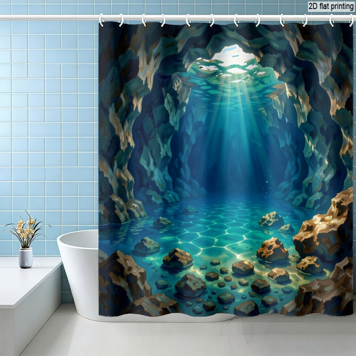 Waterproof Tropical Underwater - đánh giá và giá Shower Curtain Liner