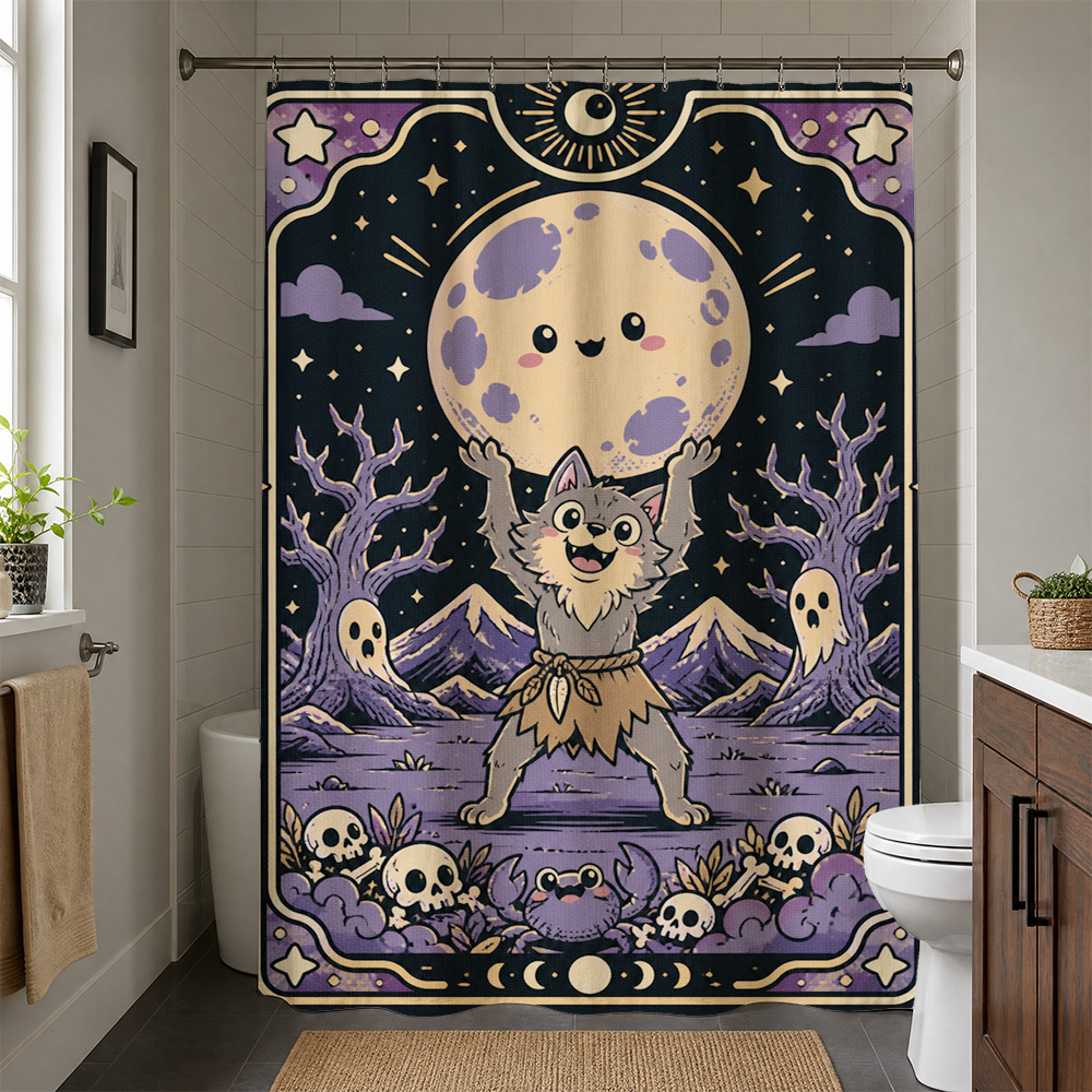 Mystical Cosmic Moon Space Sho - đánh giá và giá Shower Curtain Liner