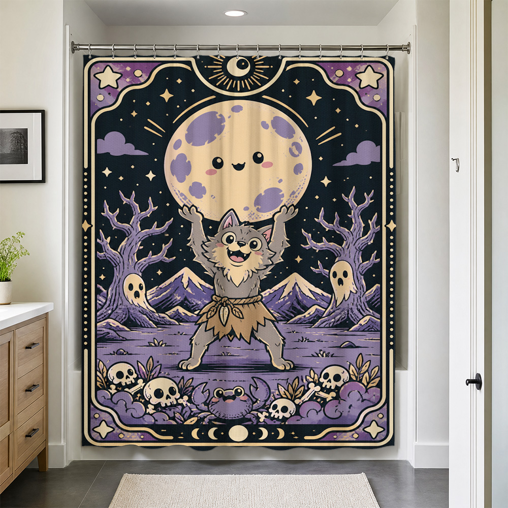 Mystical Cosmic Moon Space Sho - đánh giá và giá Shower Curtain Liner