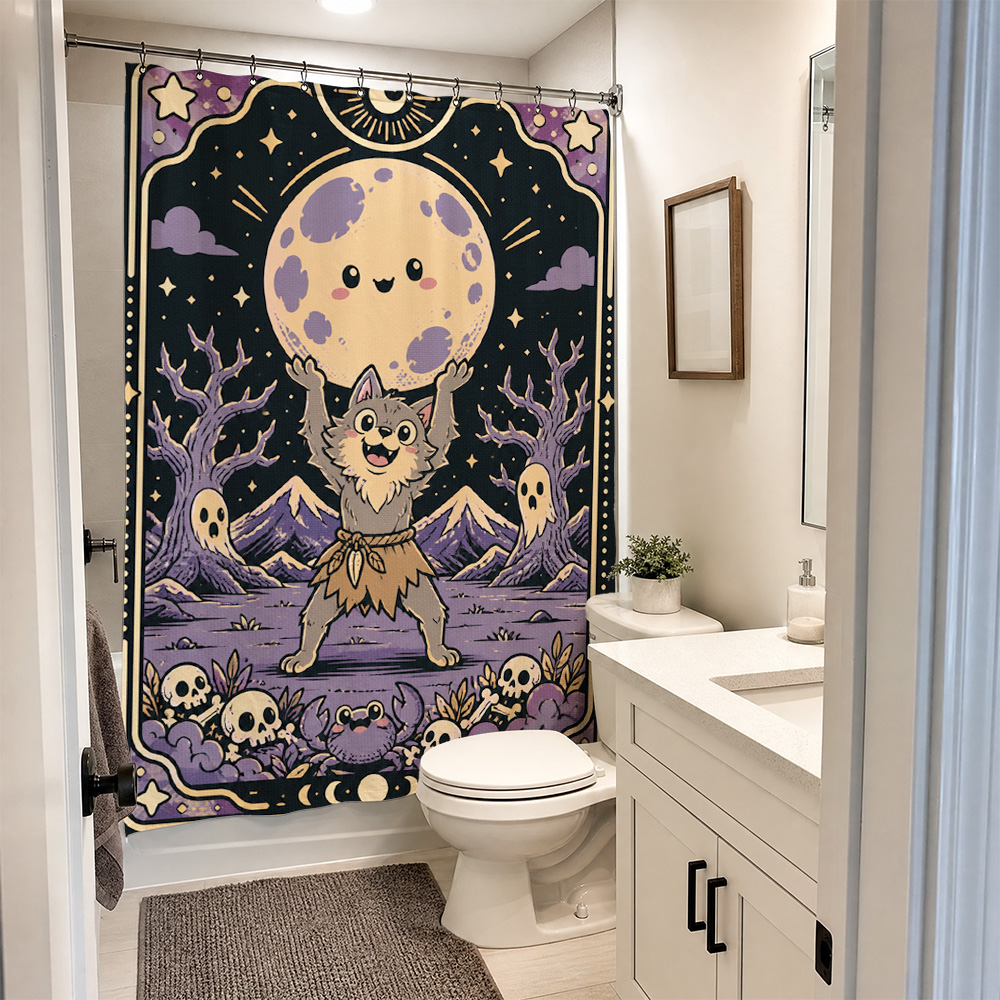 Mystical Cosmic Moon Space Sho - đánh giá và giá Shower Curtain Liner