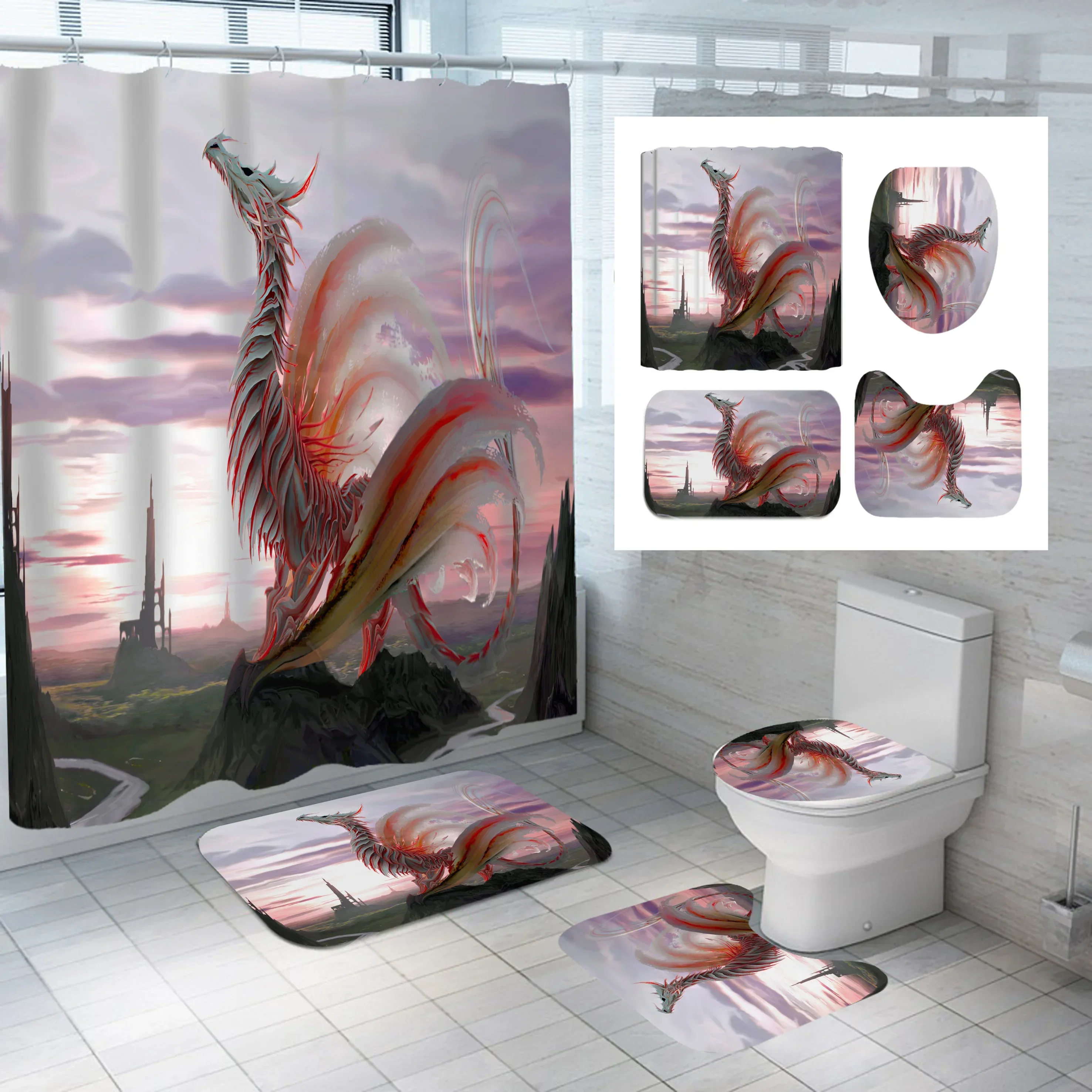 Flying Dragon Printed Waterpro - đánh giá và giá Shower Curtain Liner