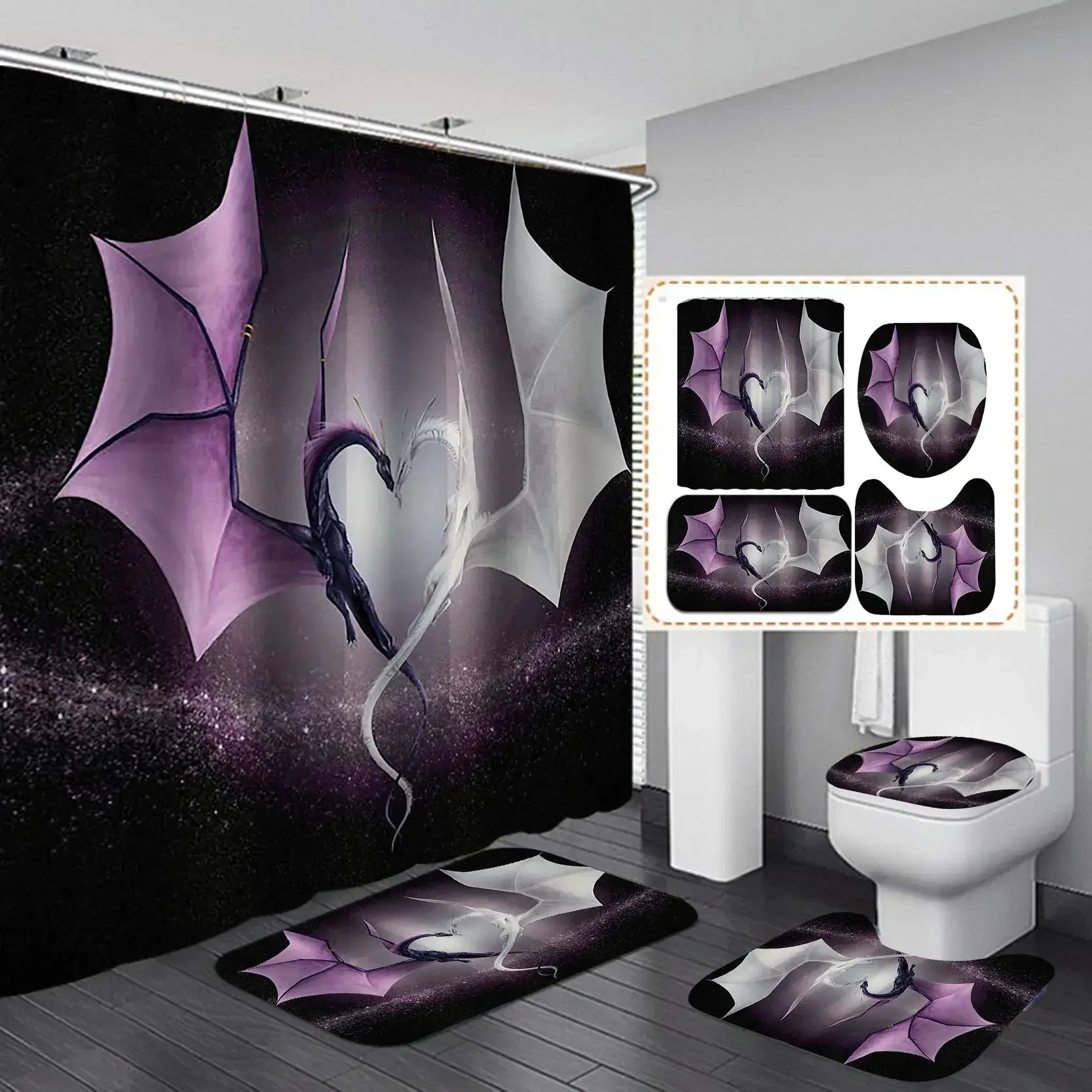 Flying Dragon Printed Waterpro - đánh giá và giá Shower Curtain Liner
