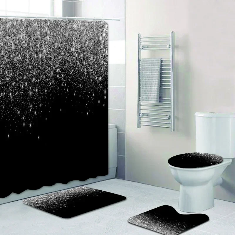 Stylish Black Silver Falling G - đánh giá và giá Shower Curtain Liner