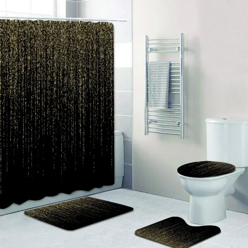 Stylish Black Silver Falling G - đánh giá và giá Shower Curtain Liner