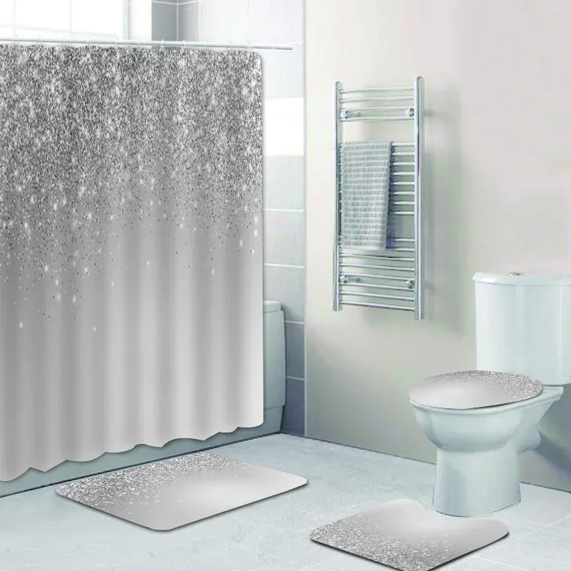 Stylish Black Silver Falling G - đánh giá và giá Shower Curtain Liner