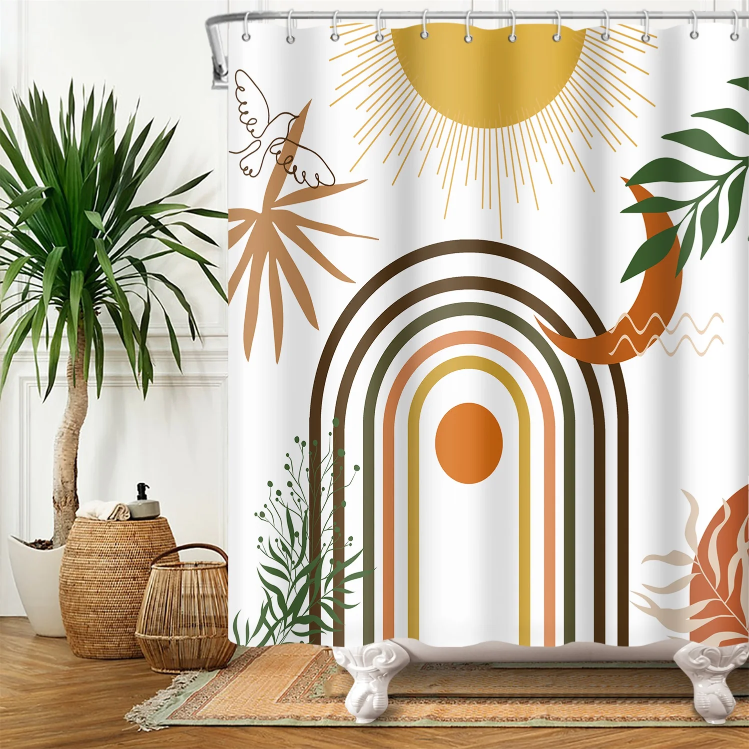 unframed Abstract Mid Century  - đánh giá và giá Shower Curtain Liner