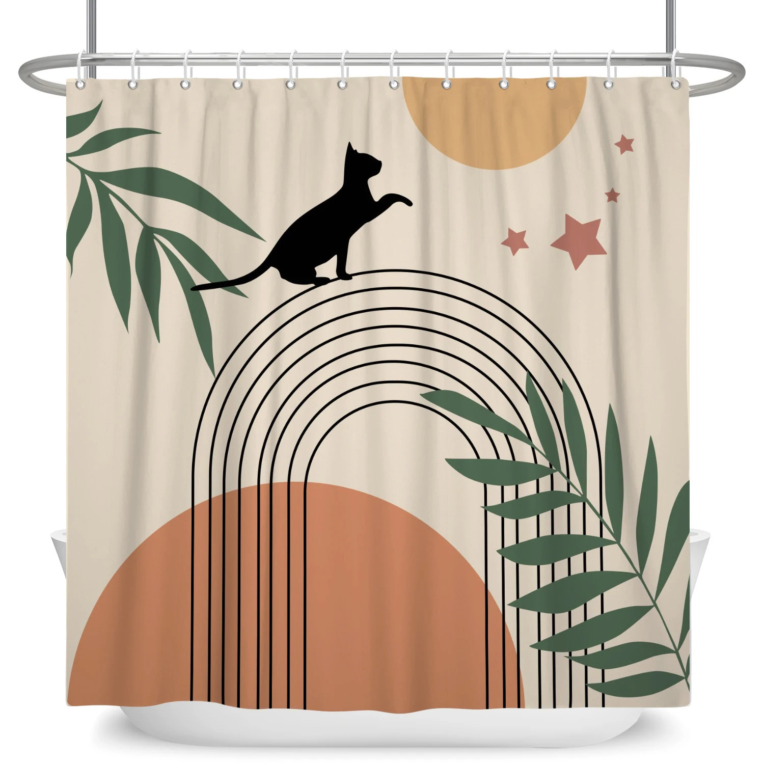 unframed Abstract Mid Century  - đánh giá và giá Shower Curtain Liner