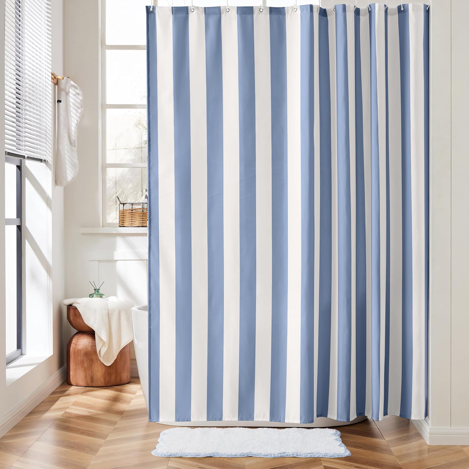 Modern Blue White Striped Show - đánh giá và giá Shower Curtain Liner