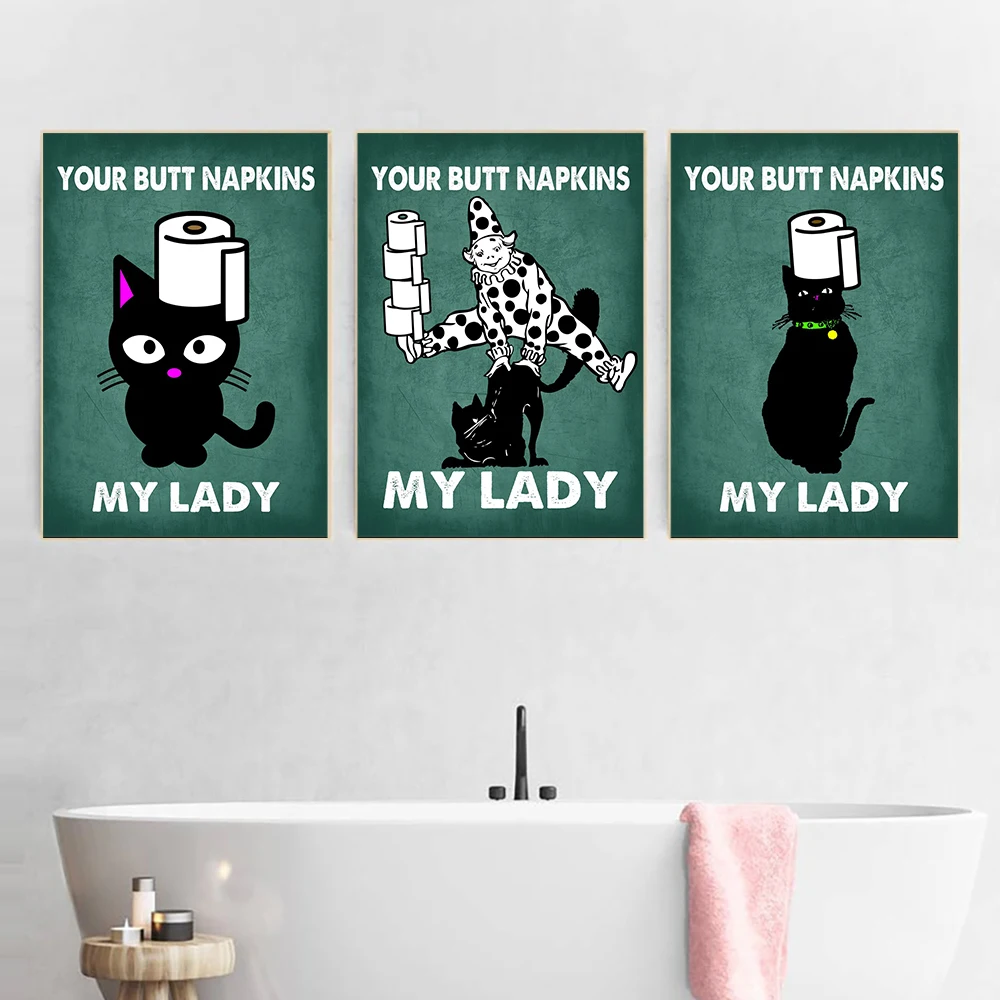 Butt Napkin Cat Cyan Toilet Po - đánh giá và giá Home Bathroom Quotes