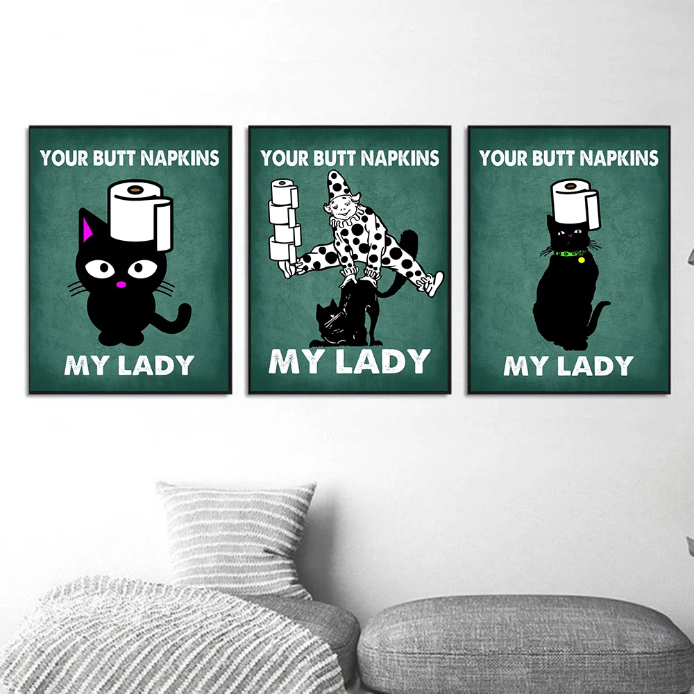 Butt Napkin Cat Cyan Toilet Po - đánh giá và giá Home Bathroom Quotes