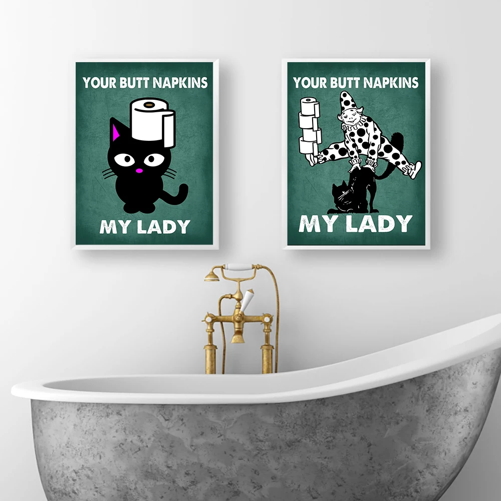 Butt Napkin Cat Cyan Toilet Po - đánh giá và giá Home Bathroom Quotes