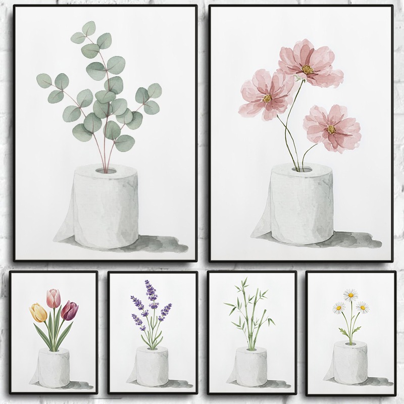 Colourful Flower Toilet Paper  - đánh giá và giá Home Bathroom Painting Ideas