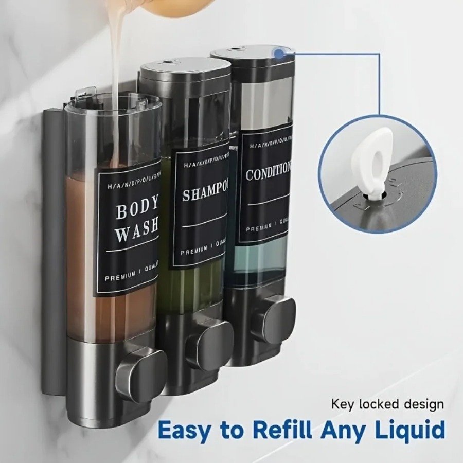 Wall Mounted Triple Shampoo Co - đánh giá và giá Home Bathroom Wall Soap Dispenser