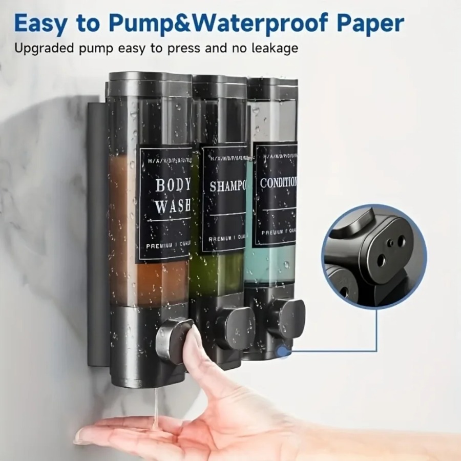 Wall Mounted Triple Shampoo Co - đánh giá và giá Home Bathroom Wall Soap Dispenser