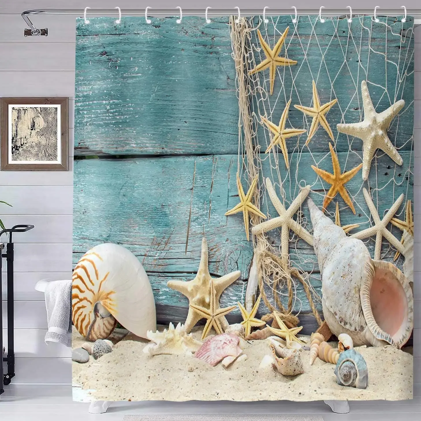 Seashell Shower Curtain Summer - đánh giá và giá Shower Curtain Liner