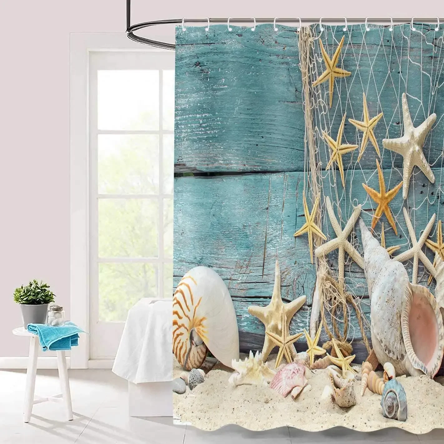 Seashell Shower Curtain Summer - đánh giá và giá Shower Curtain Liner