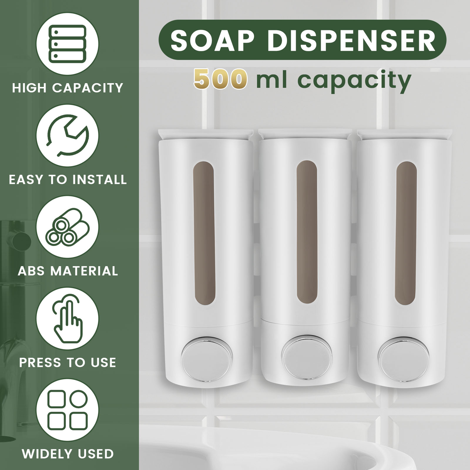 500ml Wall Mounted Bathroom Li - đánh giá và giá Home Bathroom Wall Soap Dispenser